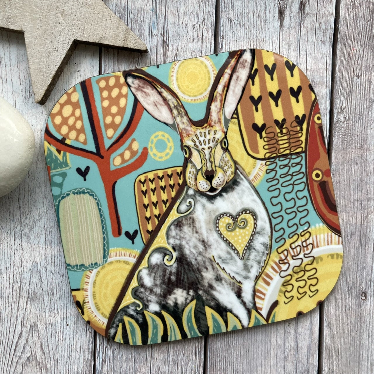 Hare Coaster, Mystical Hare, Woodland Animal Coasters, Hare Lover Gifts, Fun Gift, Rabbits and Hares, Birthday Gift Ideas, New Home Gifts.