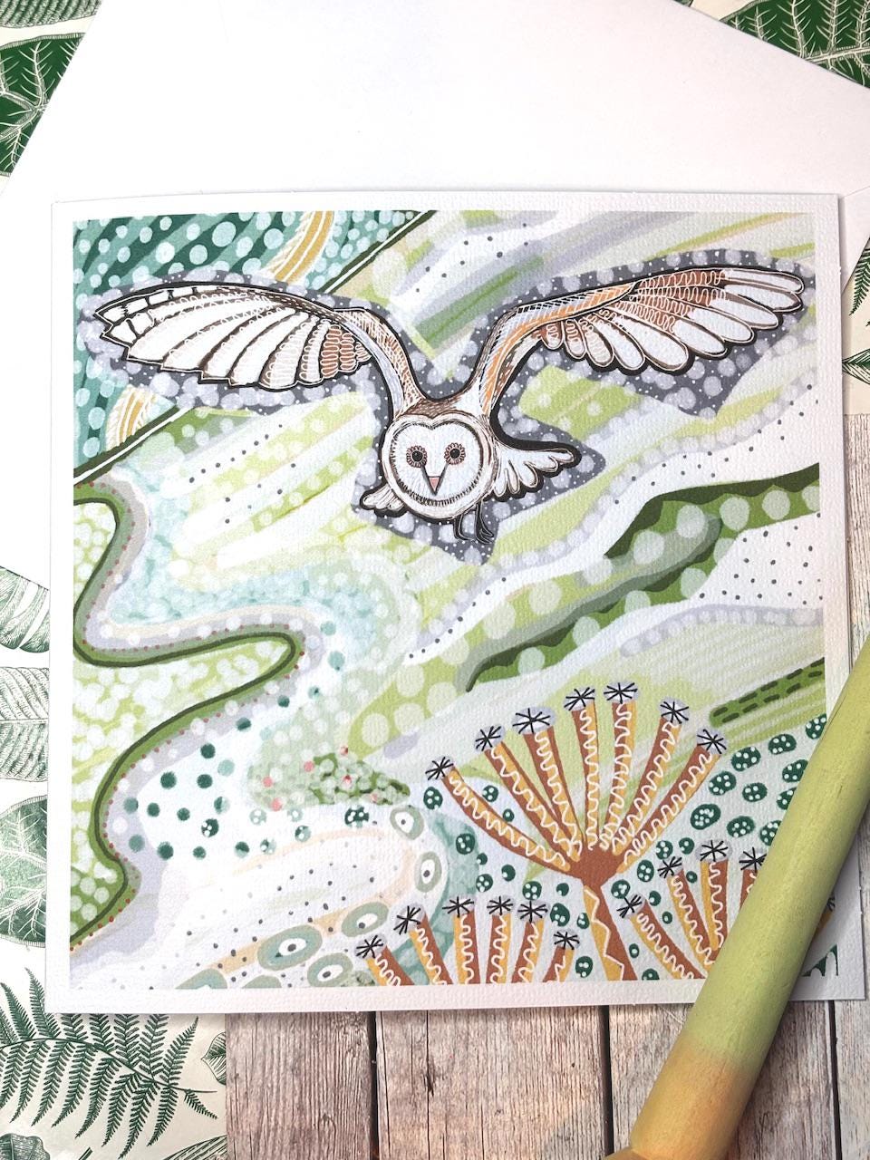 Barn Owl in Flight Greetings Card, Birthday Card, Owl Lover, Card For Friend, Nature, Leaving Card, Bon Voyage, Any Occasion.
