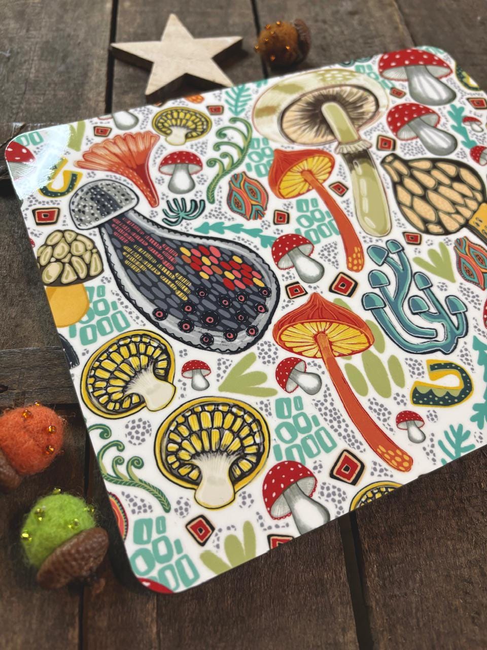 Fungi Pattern Placemats, Toadstools, Set of Two, Fungi Placemat, Toadstool Lover Gift, Mushroom Lover, Birthday Gift Ideas, New Home Gifts.