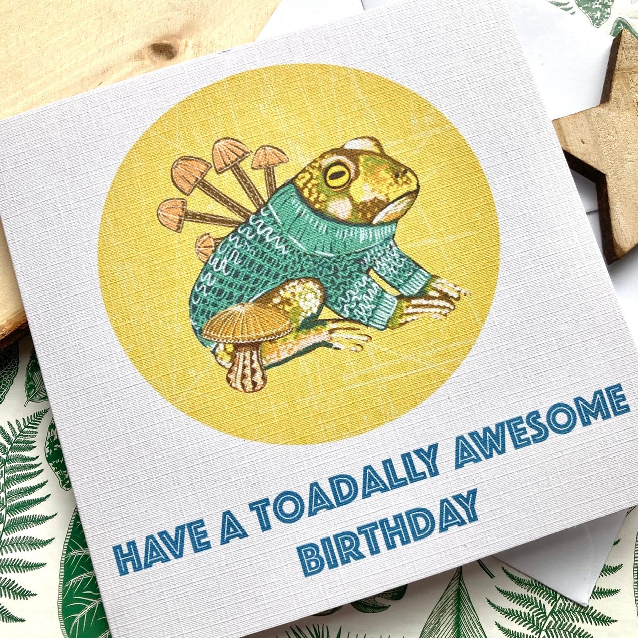 Toad Pun Birthday Card, Have a Toadally Awesome Birthday, Amphibian Card, Quirky Birthday Greetings.