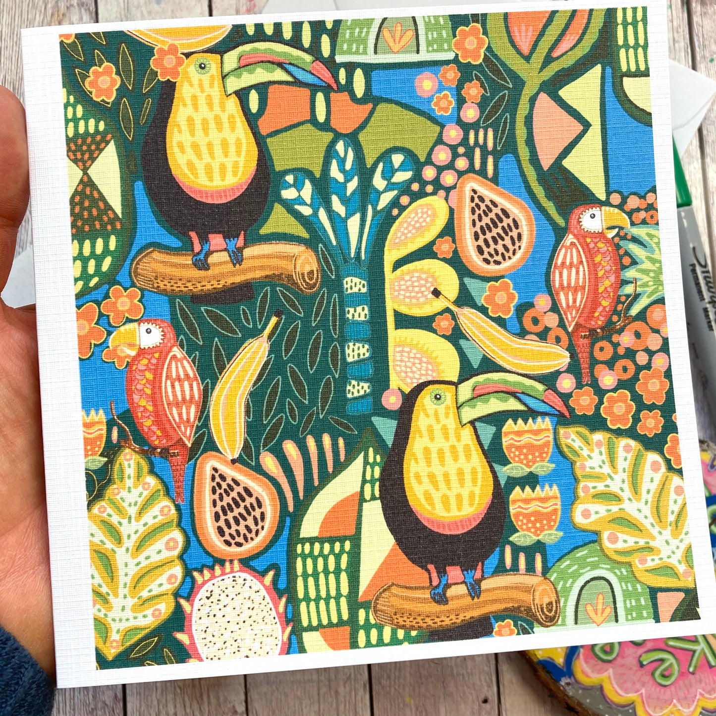 Toucan Bird Card, Tropical Birthday Card, Jungle Lover Card, Colourful Birthday Card, Friend Card, Any Occasion, Blank Greetings.