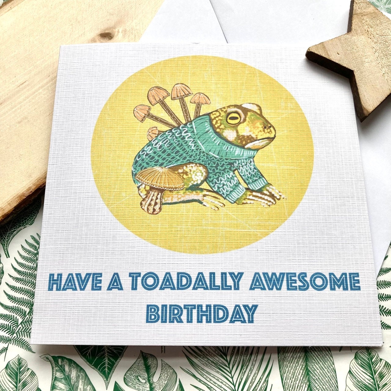 Toad Pun Birthday Card, Have a Toadally Awesome Birthday, Amphibian Card, Quirky Birthday Greetings.