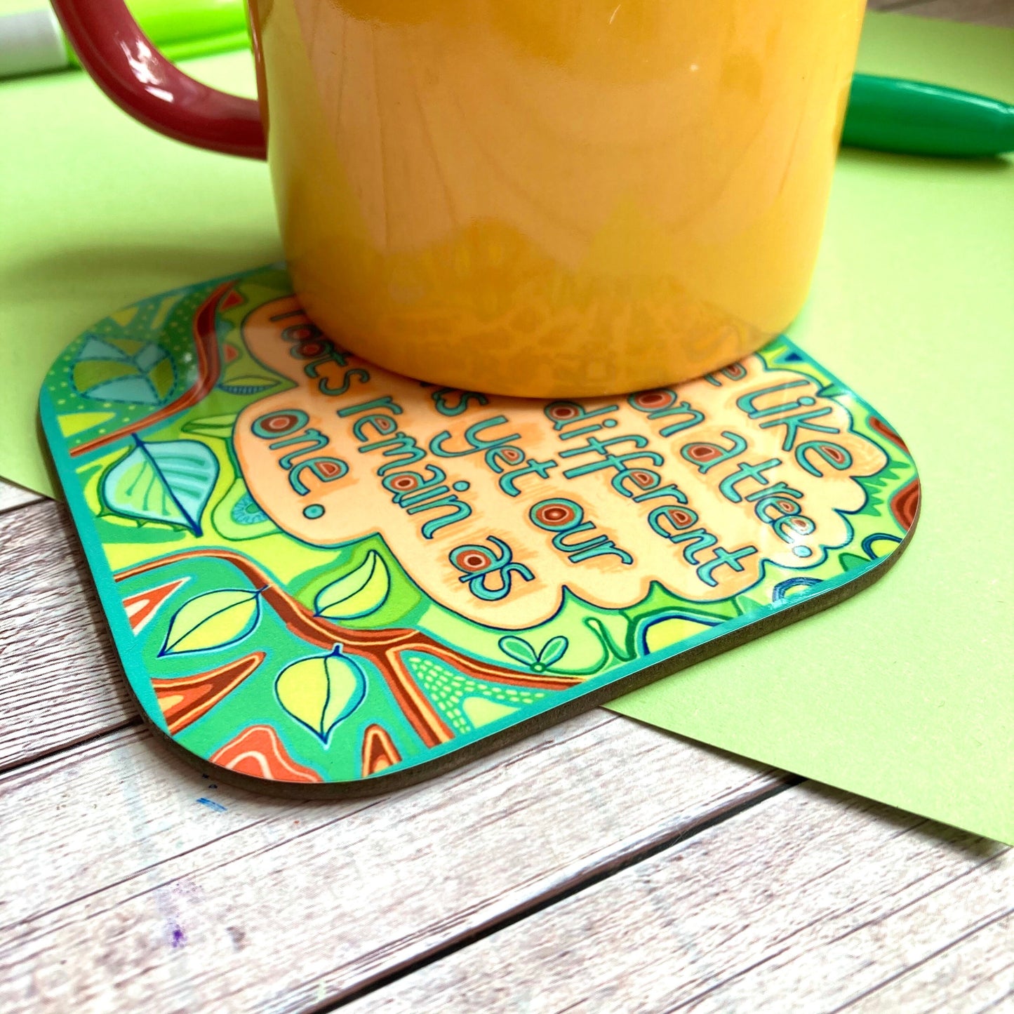Family Quote Coaster, Birthday Gift For Mum, Families Are Like Branches Of A Tree, Positive Coasters, Thinking Of You, Housewarming Gift.