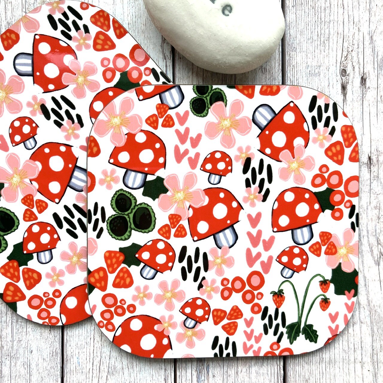 Toadstool Coaster, Toadstool Pattern, Colourful Coaster, Mushroom Lover Gift, Woodland Gift Idea, Birthday Gifts, New Home Gifts.