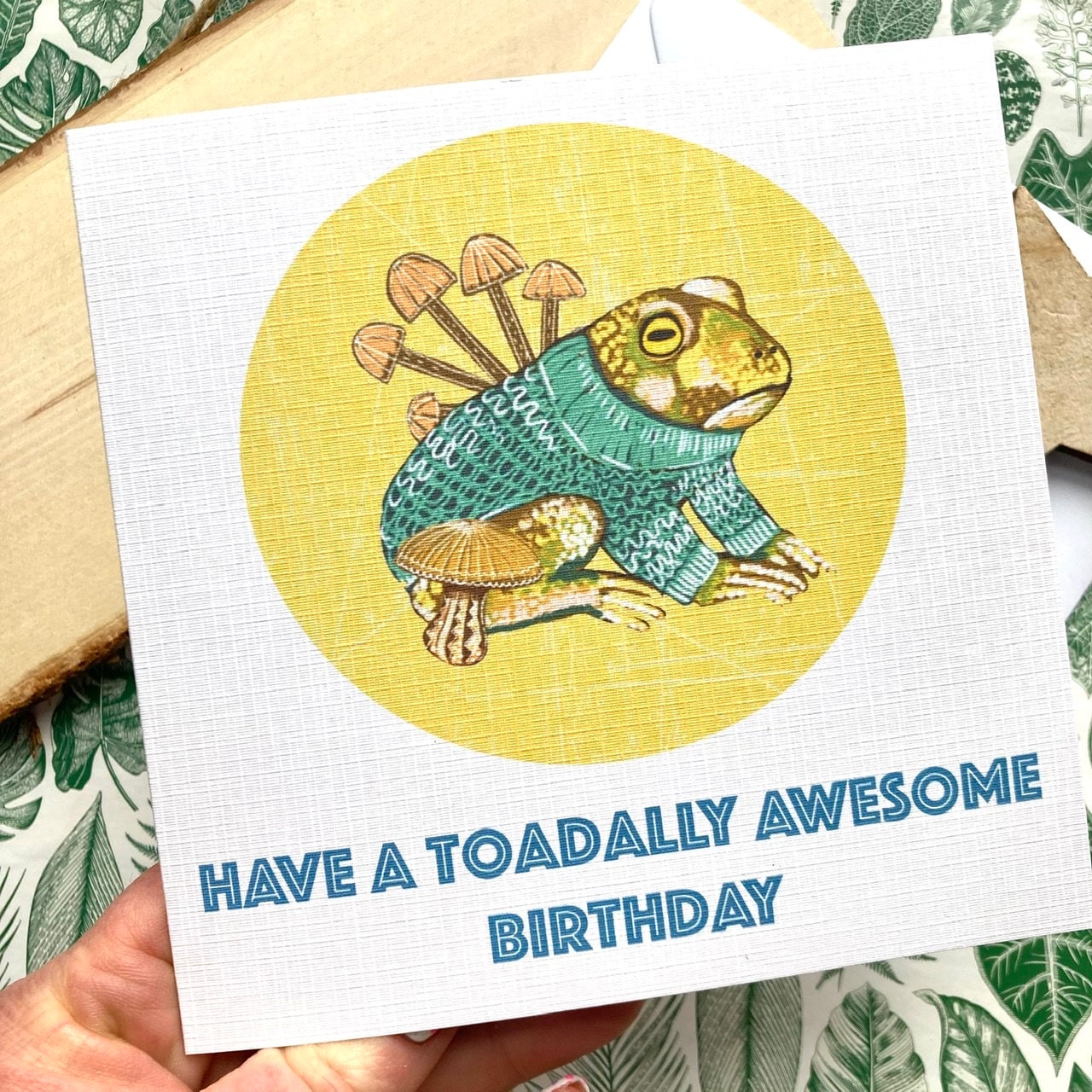 Toad Pun Birthday Card, Have a Toadally Awesome Birthday, Amphibian Card, Quirky Birthday Greetings.