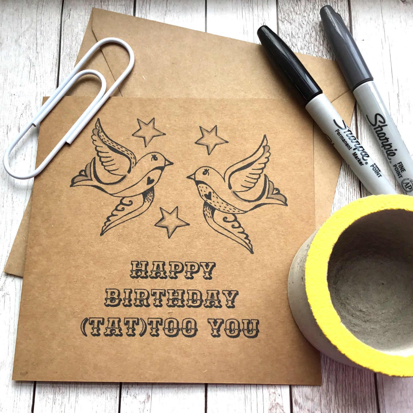 Tattoo Pun Birthday Card - Happy Birthday - Tattoo Lover Card - Card For Best Friend - Kraft Card.