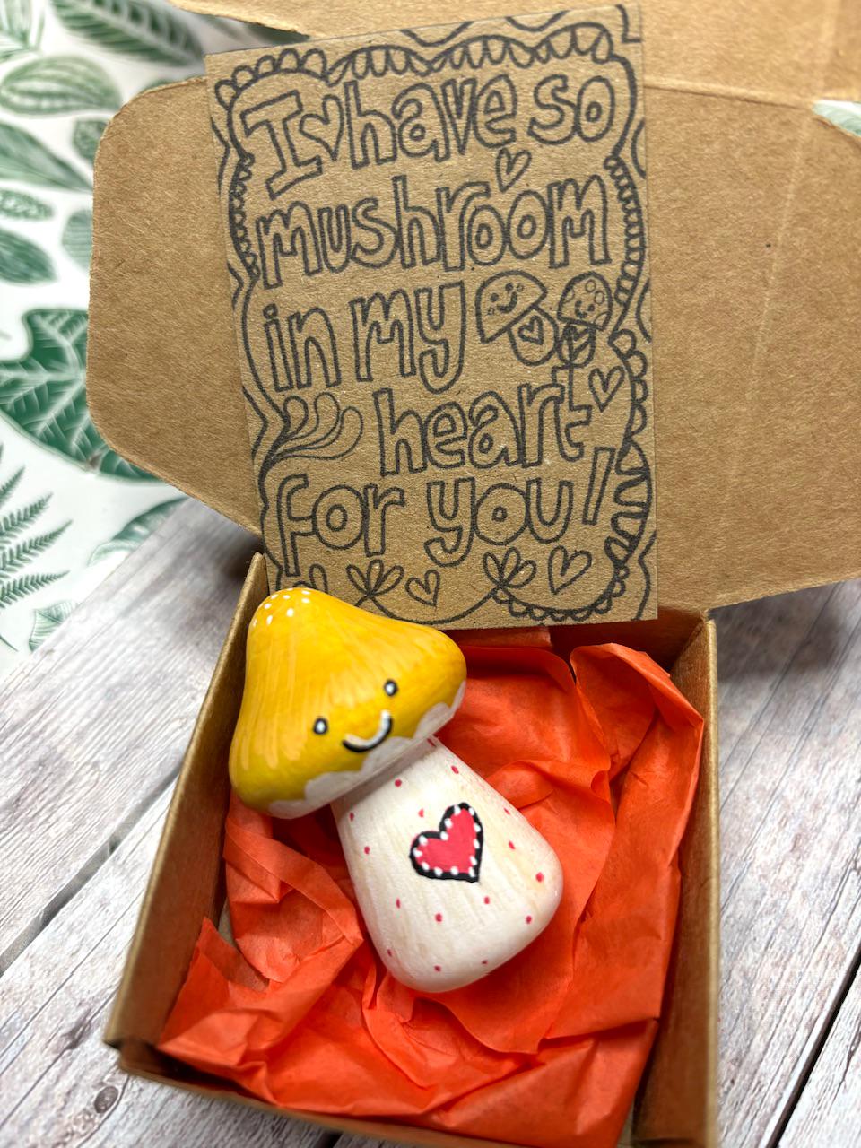 Toadstool Anniversary Gift, Mini Love You Mushroom, Toadstool Pun Quotes, Friendship, Get Well Soon, Sending A Hug, Love Token Gifts.