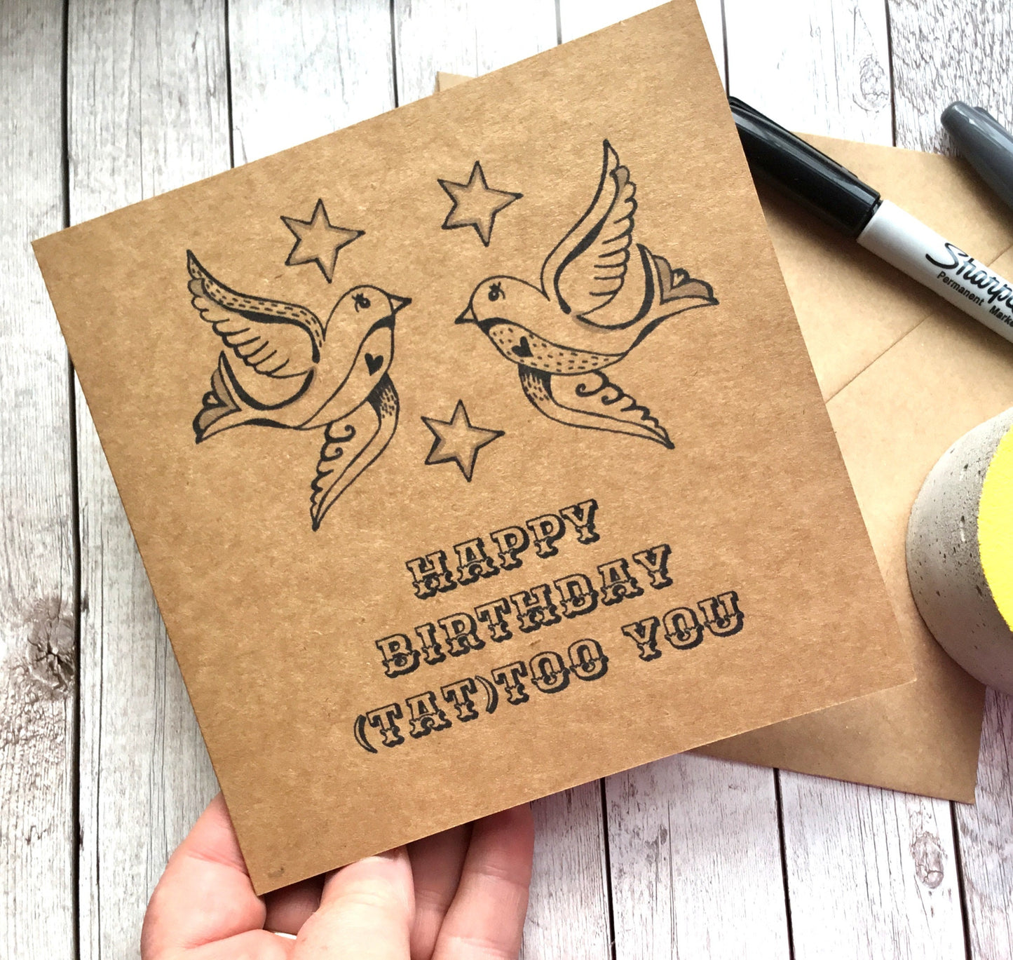 Tattoo Pun Birthday Card - Happy Birthday - Tattoo Lover Card - Card For Best Friend - Kraft Card.