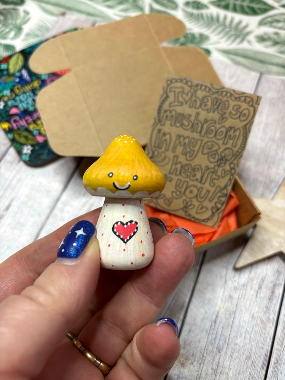 Toadstool Anniversary Gift, Mini Love You Mushroom, Toadstool Pun Quotes, Friendship, Get Well Soon, Sending A Hug, Love Token Gifts.