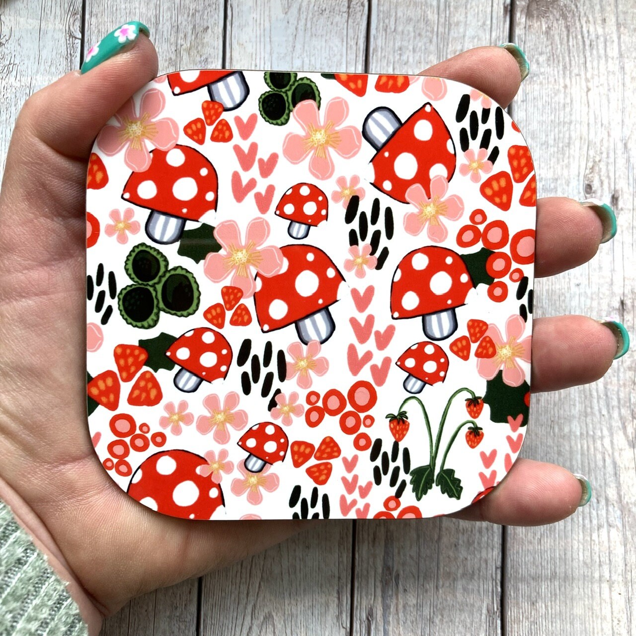 Toadstool Coaster, Toadstool Pattern, Colourful Coaster, Mushroom Lover Gift, Woodland Gift Idea, Birthday Gifts, New Home Gifts.