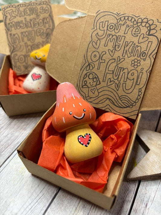 Toadstool Anniversary Gift, Mini Love You Mushroom, Toadstool Pun Quotes, Friendship, Get Well Soon, Sending A Hug, Love Token Gifts.
