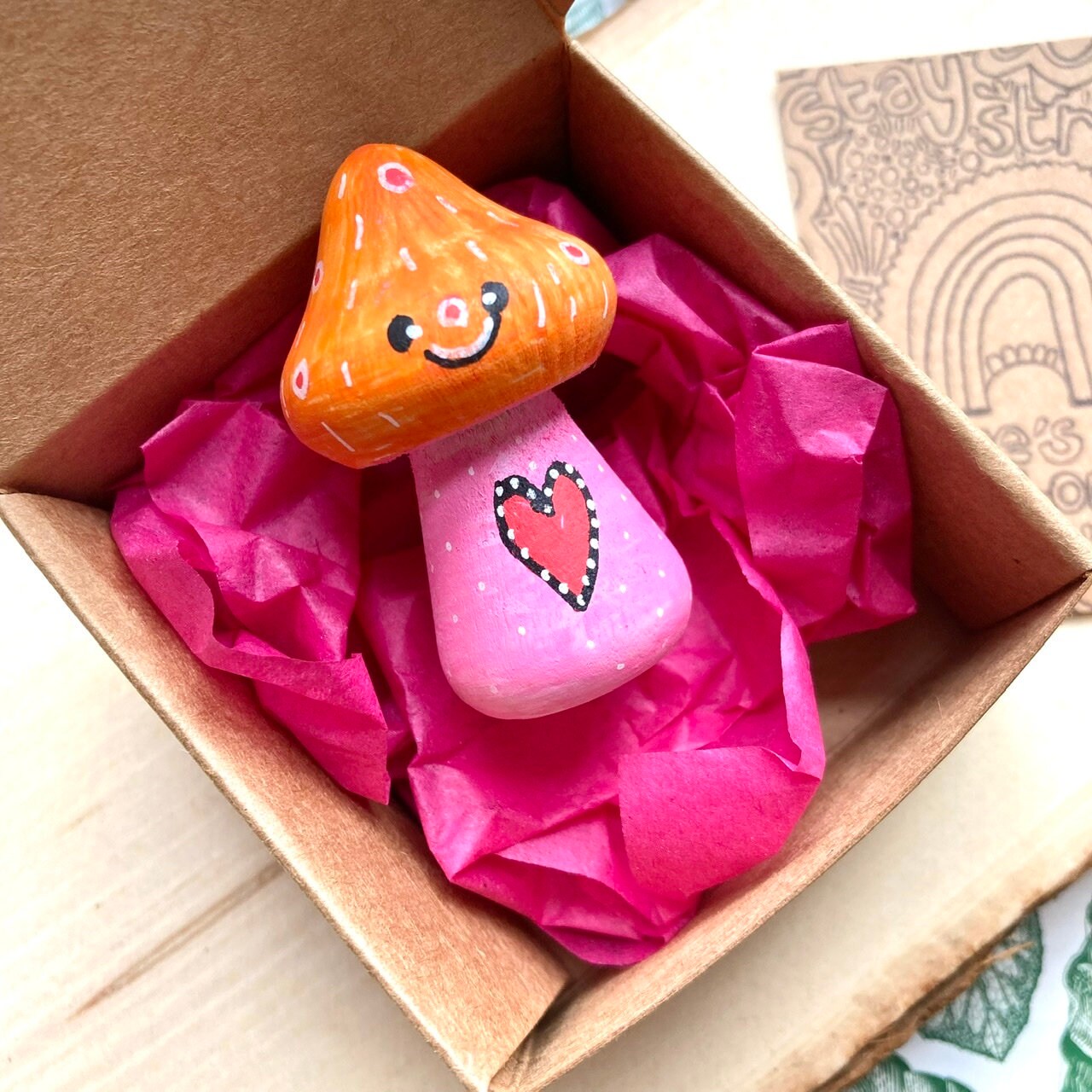 Stay Strong Mindfulness Gift, Mini Happy Mood Mushroom, Thinking of You, Friendship, Get Well Soon, Sending A Hug, Letterbox Gifts.