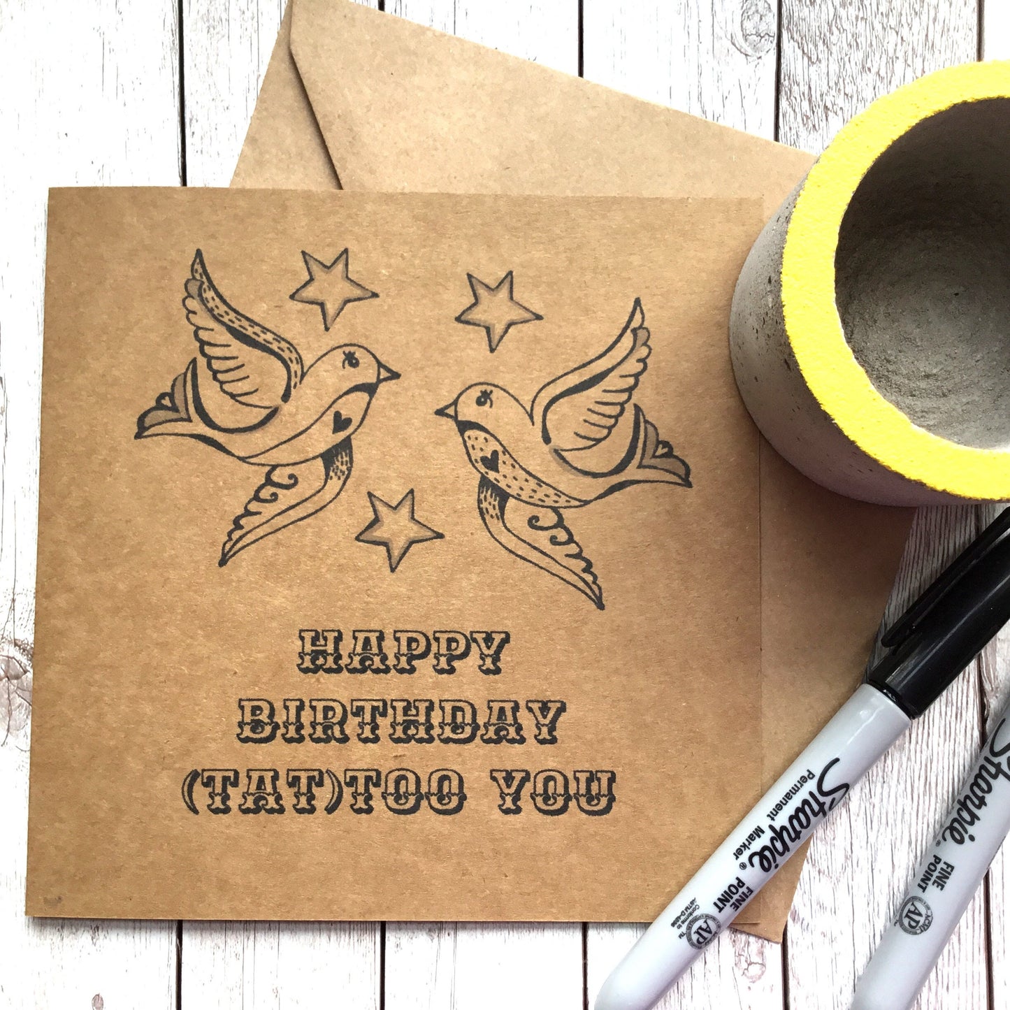 Tattoo Pun Birthday Card - Happy Birthday - Tattoo Lover Card - Card For Best Friend - Kraft Card.