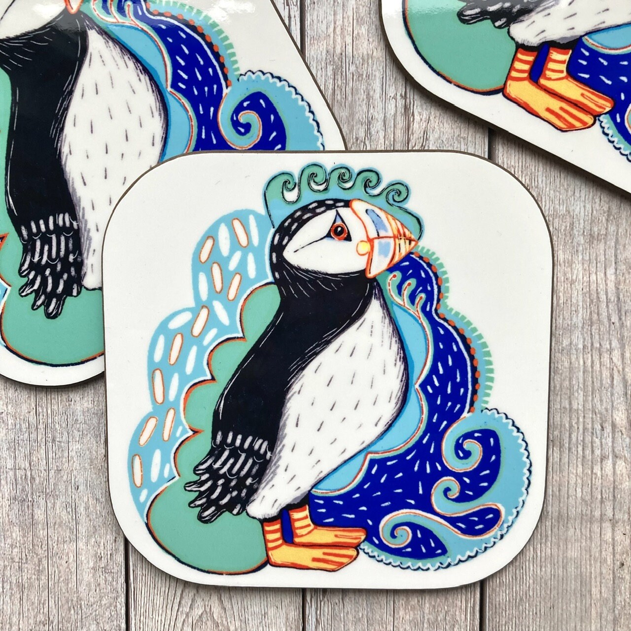 Puffin Bird Coaster, Bird Coasters, Sea Birds, Seaside, Puffin Lover Gifts, Coastal Gifts, New Home Gift.