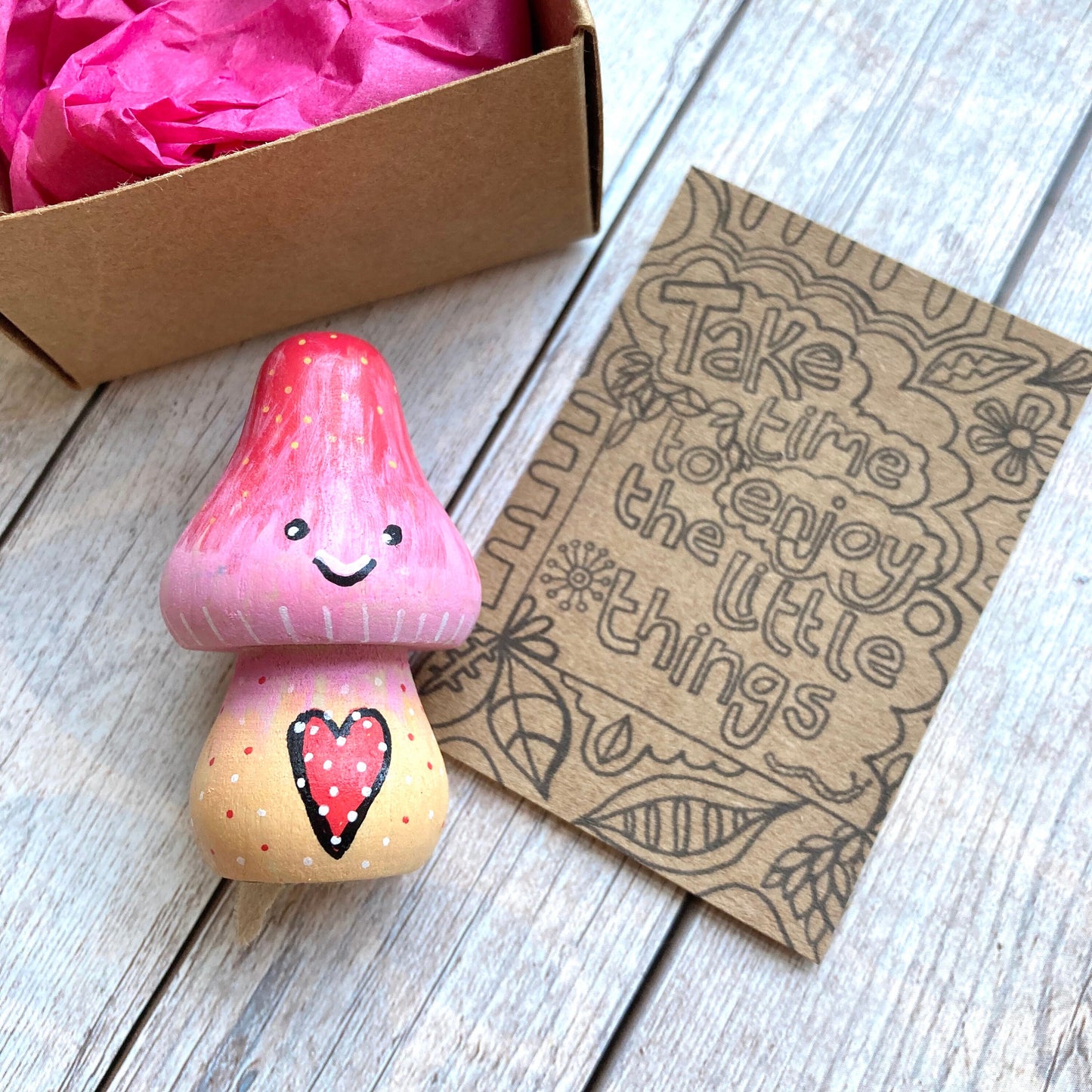 Enjoy The Little Things Mindfulness Gift, Mini Happy Mood Mushroom, Self Care, Friendship, Get Well Soon, Sending A Hug, Letterbox Gifts.