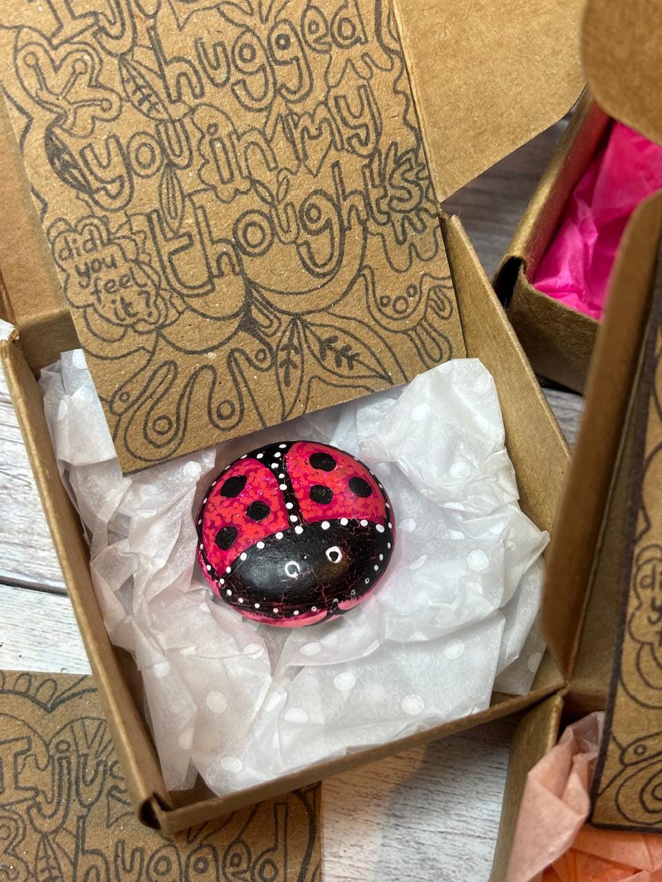 Sending a Hug Gift, Mini Happy Ladybird Bug, Thinking of You, Friendship, Get Well Soon, Mother's Day Gift, Letterbox Gifts.