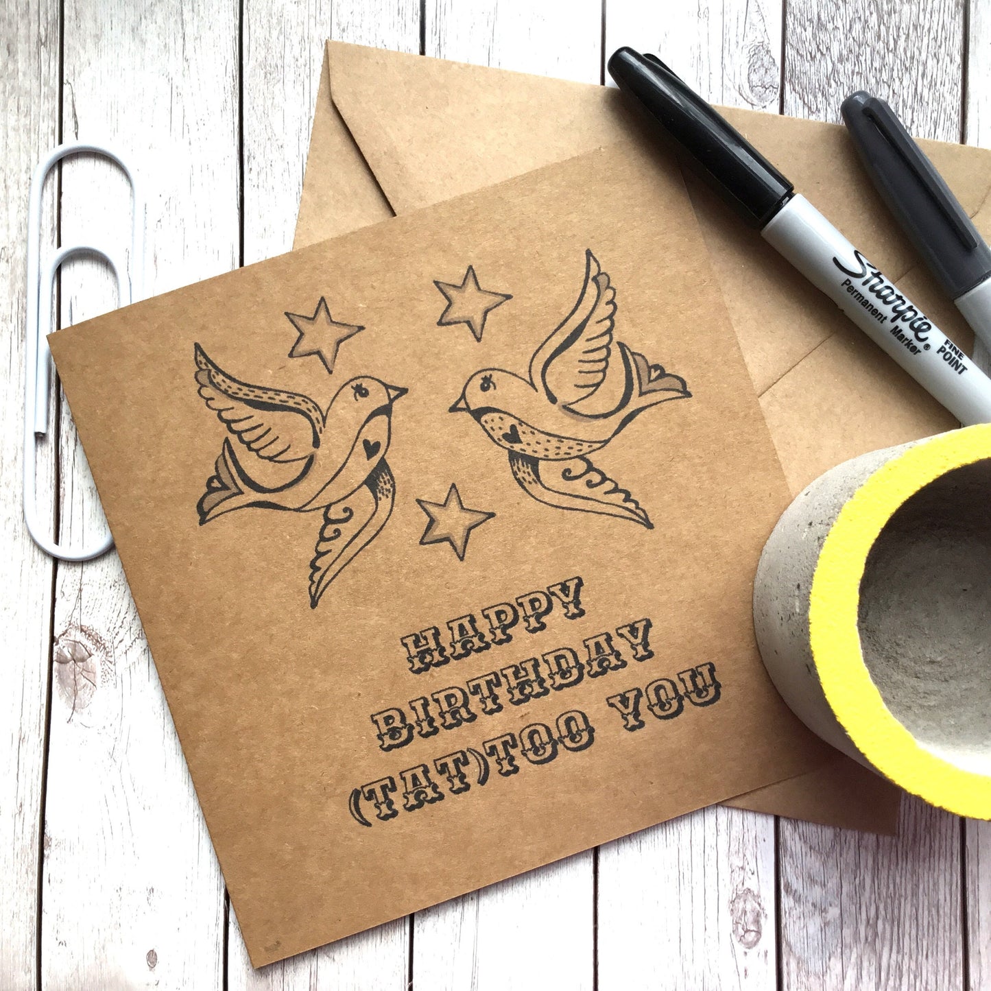 Tattoo Pun Birthday Card - Happy Birthday - Tattoo Lover Card - Card For Best Friend - Kraft Card.