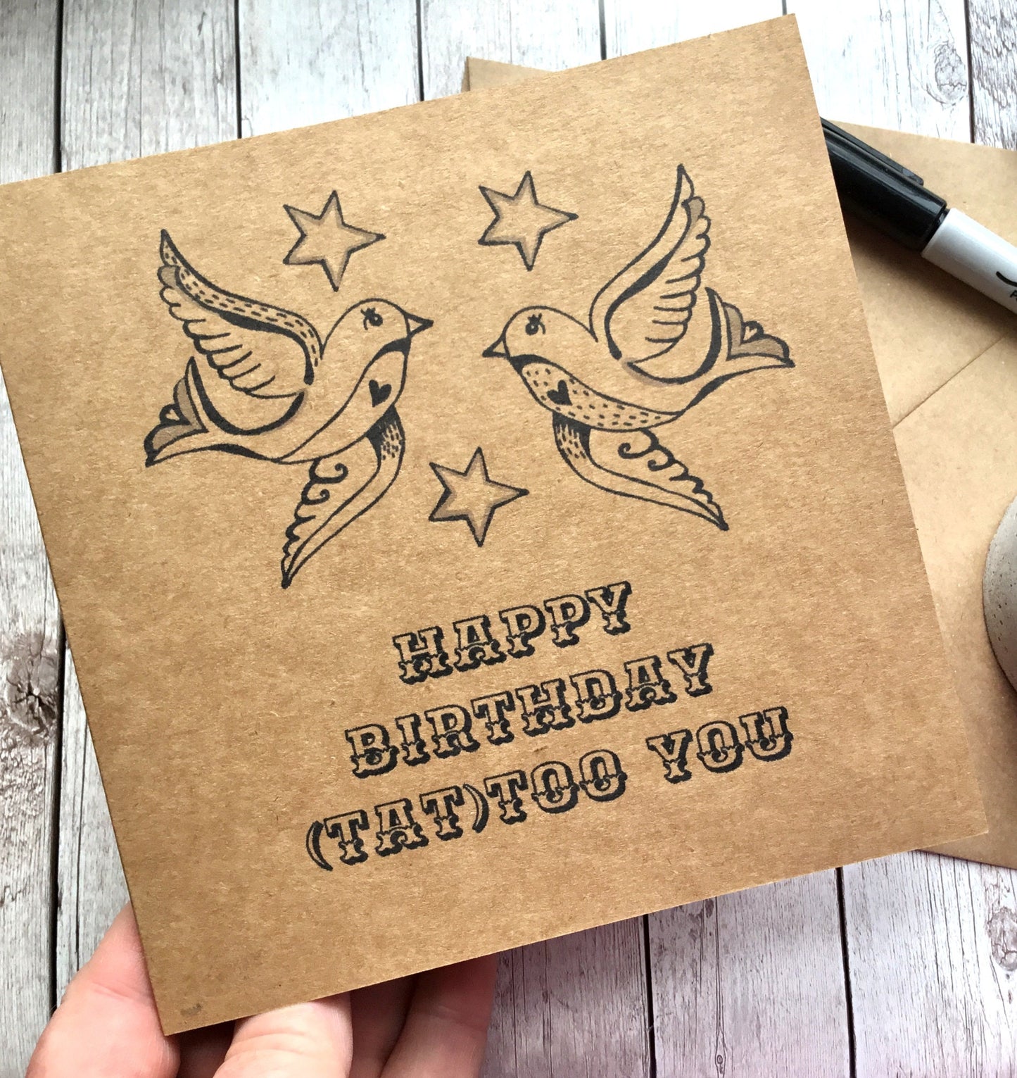 Tattoo Pun Birthday Card - Happy Birthday - Tattoo Lover Card - Card For Best Friend - Kraft Card.