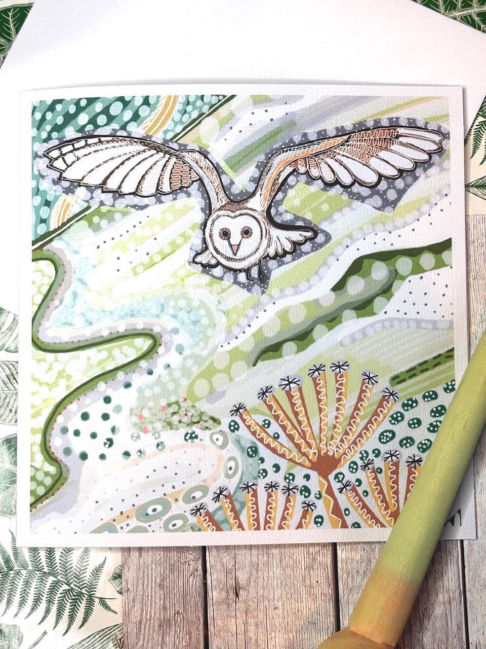 Barn Owl in Flight Greetings Card, Birthday Card, Owl Lover, Card For Friend, Nature, Leaving Card, Bon Voyage, Any Occasion.
