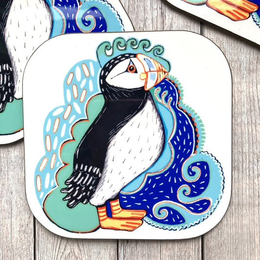 Puffin Bird Coaster, Bird Coasters, Sea Birds, Seaside, Puffin Lover Gifts, Coastal Gifts, New Home Gift.