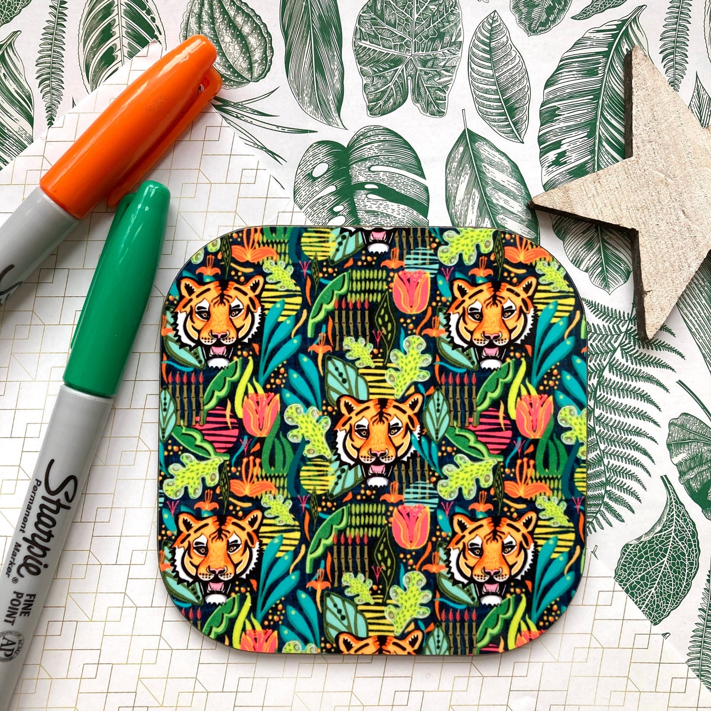 Tiger Animal Coasters, Jungle Coaster, Year of the Tiger, Housewarming Gift, Tiger Lover Gift, Gift For Animal Lover, Small Birthday Gifts.