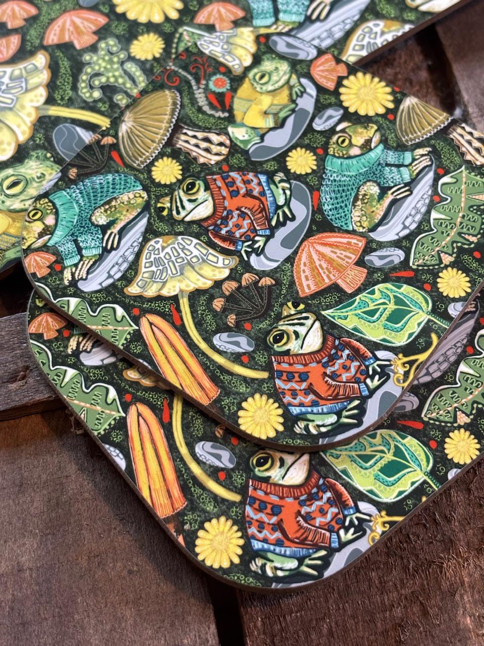 Toad Placemats, Toads in Jumpers, Set of Two, Animal Placemat, Amphibian Lover Gifts, Toadstool Lover, Birthday Gift Ideas, New Home Gifts.