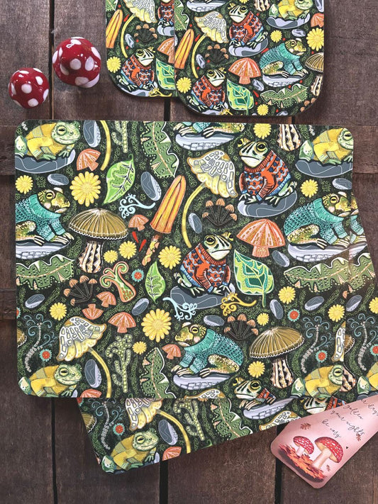 Toad Placemats, Toads in Jumpers, Set of Two, Animal Placemat, Amphibian Lover Gifts, Toadstool Lover, Birthday Gift Ideas, New Home Gifts.