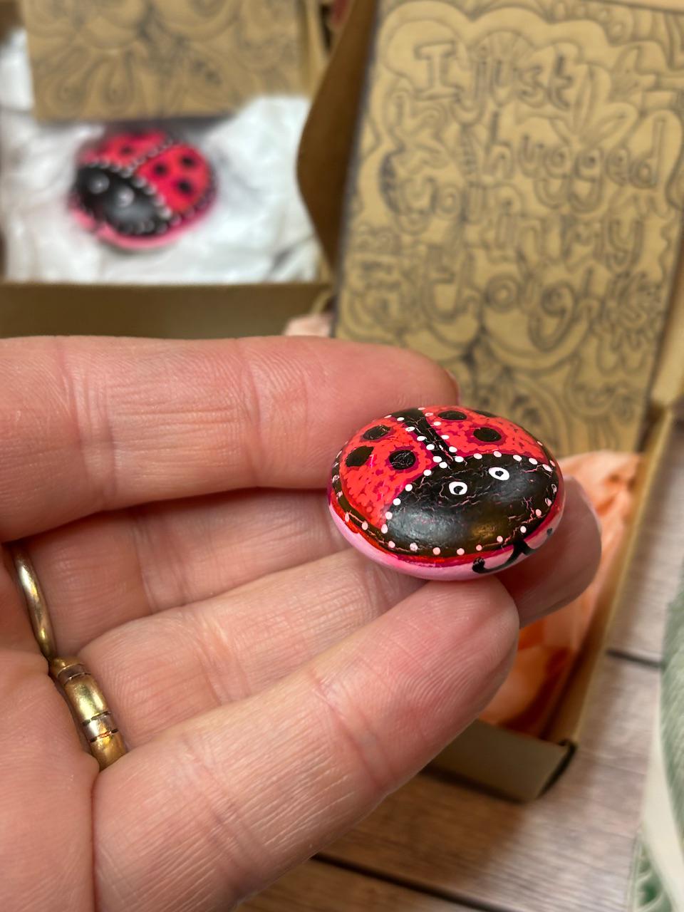 Sending a Hug Gift, Mini Happy Ladybird Bug, Thinking of You, Friendship, Get Well Soon, Mother's Day Gift, Letterbox Gifts.