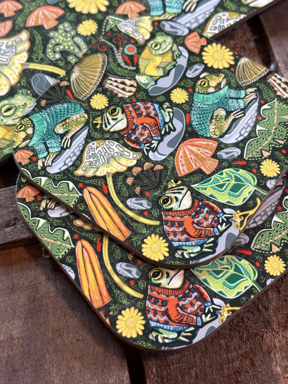 Toad Placemats, Toads in Jumpers, Set of Two, Animal Placemat, Amphibian Lover Gifts, Toadstool Lover, Birthday Gift Ideas, New Home Gifts.