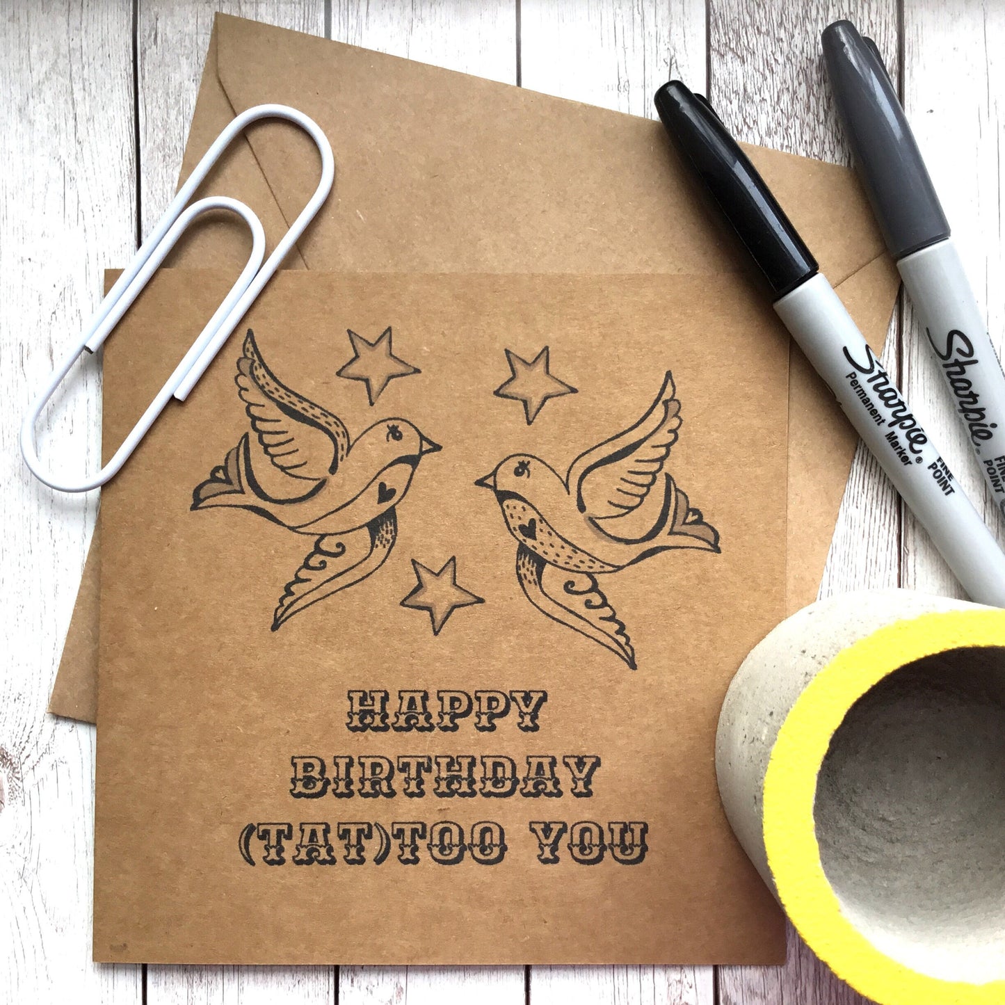 Tattoo Pun Birthday Card - Happy Birthday - Tattoo Lover Card - Card For Best Friend - Kraft Card.