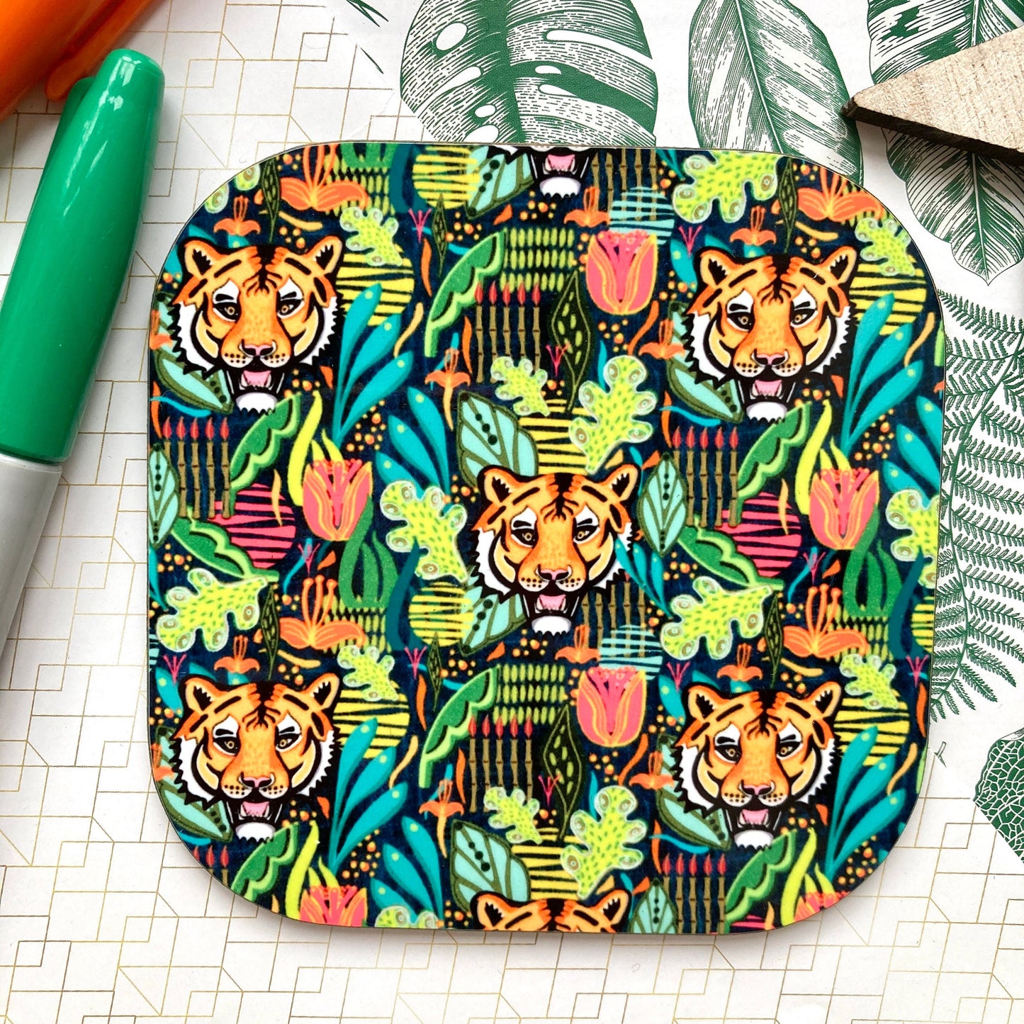 Tiger Animal Coasters, Jungle Coaster, Year of the Tiger, Housewarming Gift, Tiger Lover Gift, Gift For Animal Lover, Small Birthday Gifts.