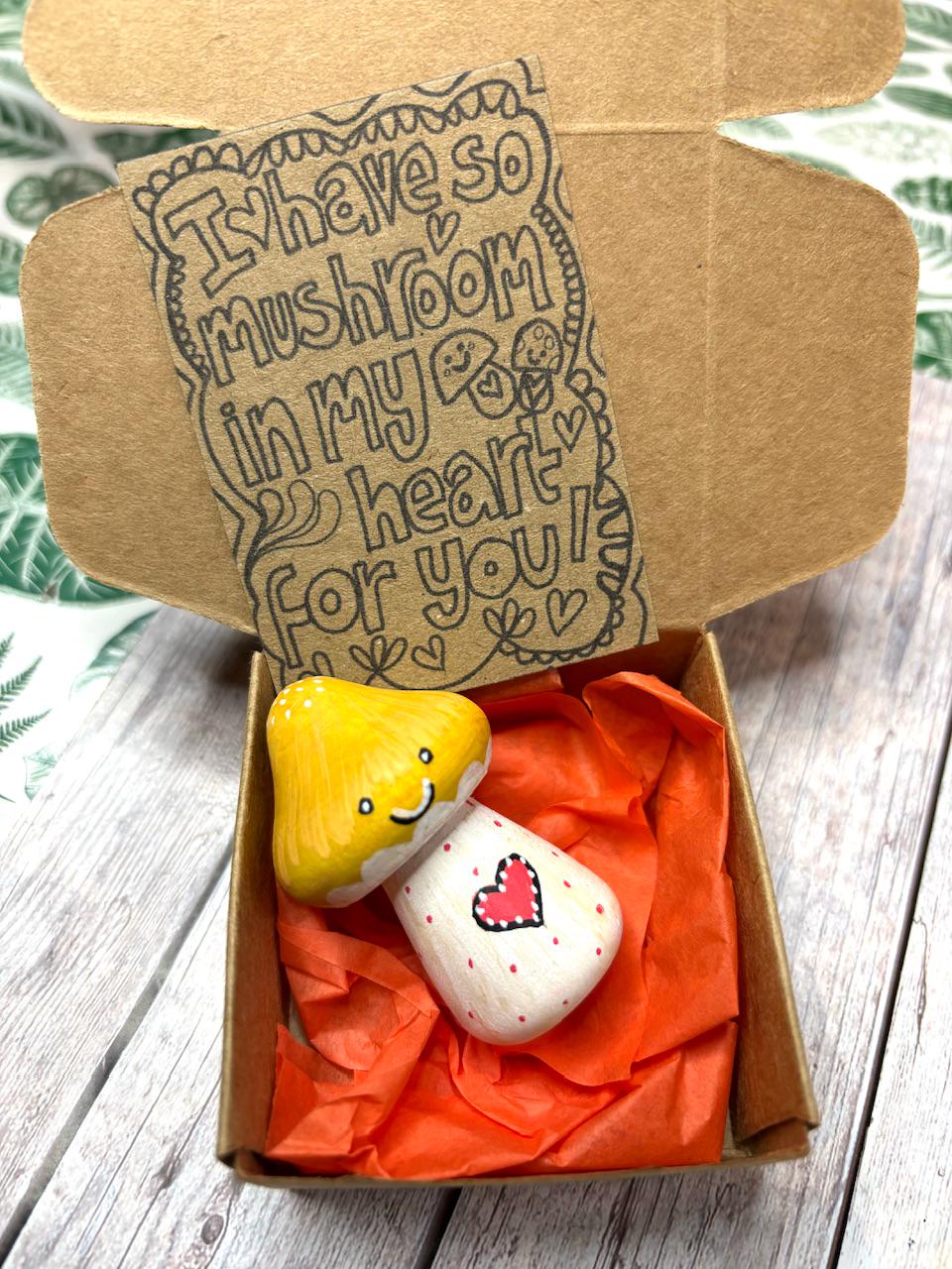 Toadstool Anniversary Gift, Mini Love You Mushroom, Toadstool Pun Quotes, Friendship, Get Well Soon, Sending A Hug, Love Token Gifts.