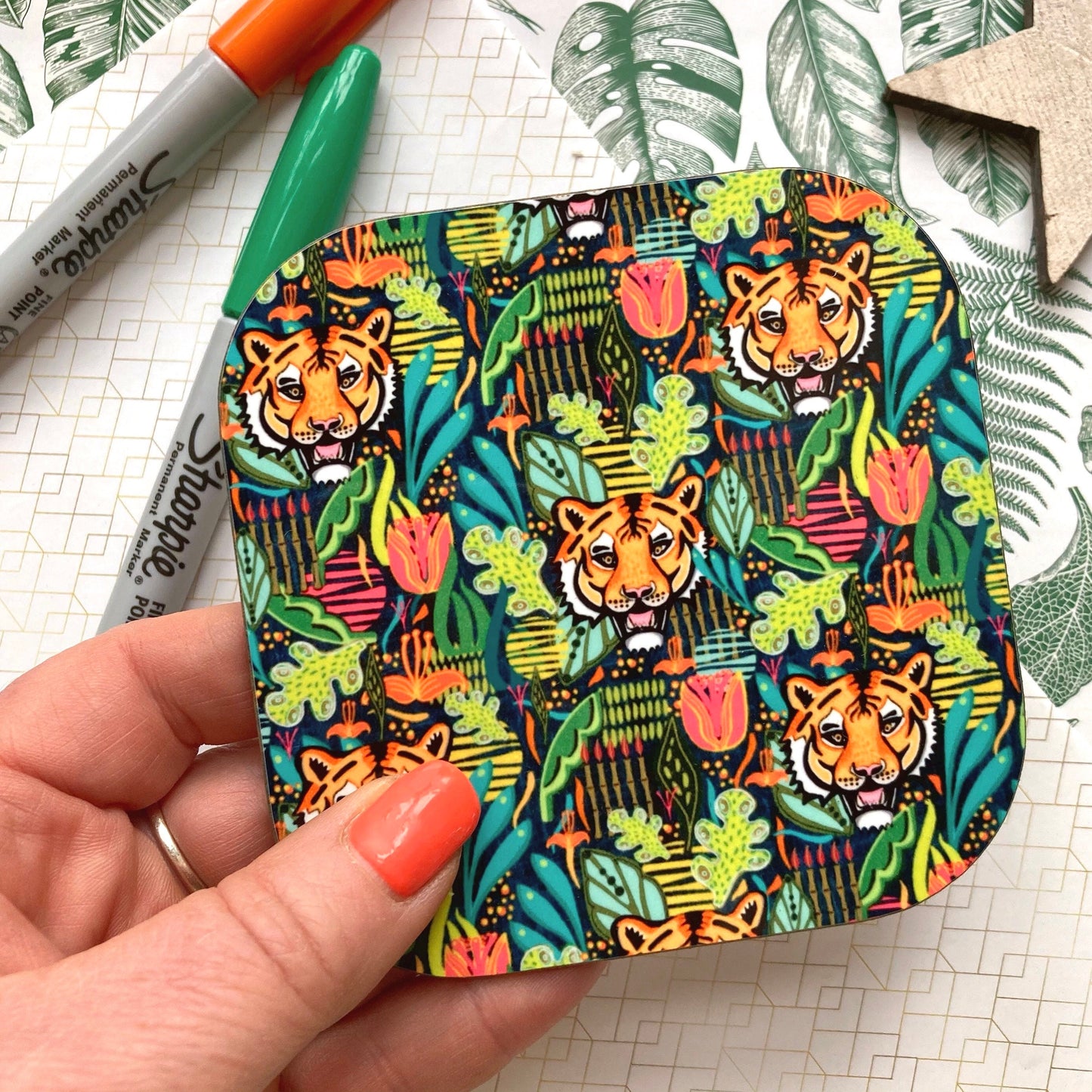 Tiger Animal Coasters, Jungle Coaster, Year of the Tiger, Housewarming Gift, Tiger Lover Gift, Gift For Animal Lover, Small Birthday Gifts.