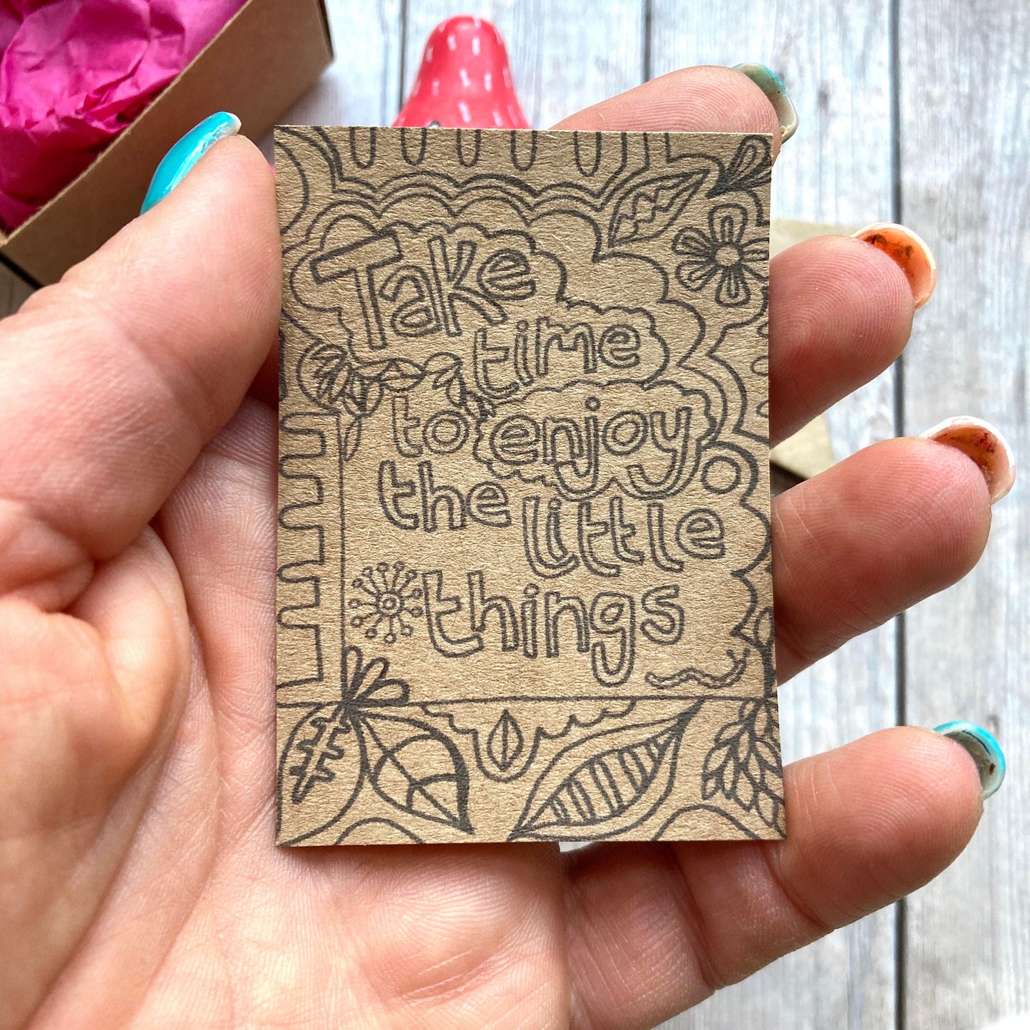 Enjoy The Little Things Mindfulness Gift, Mini Happy Mood Mushroom, Self Care, Friendship, Get Well Soon, Sending A Hug, Letterbox Gifts.