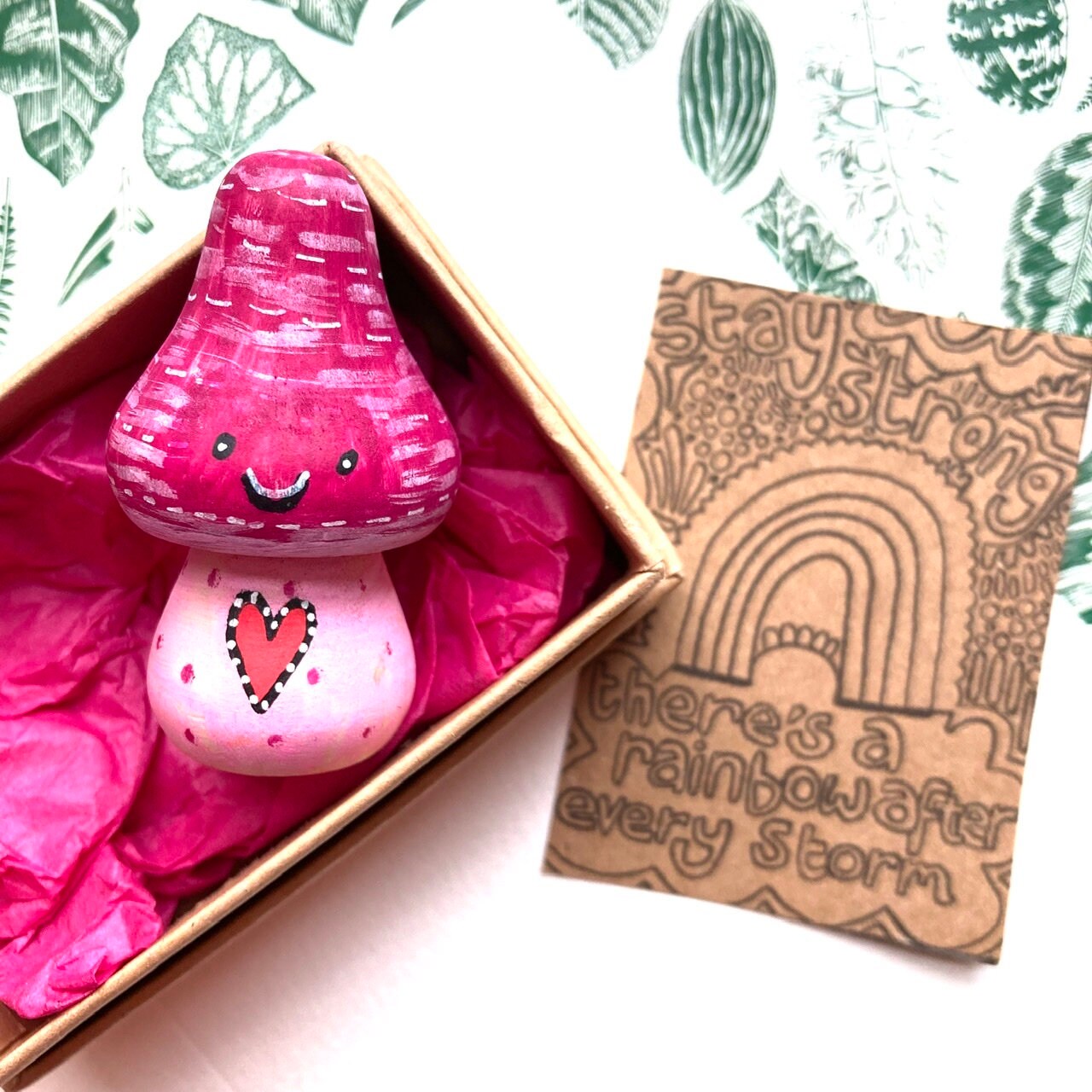 Stay Strong Mindfulness Gift, Mini Happy Mood Mushroom, Thinking of You, Friendship, Get Well Soon, Sending A Hug, Letterbox Gifts.