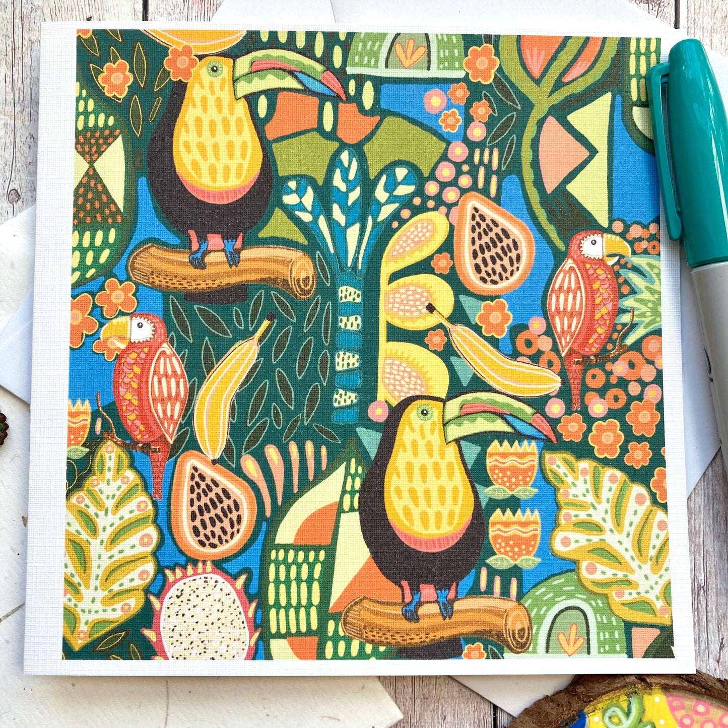 Toucan Bird Card, Tropical Birthday Card, Jungle Lover Card, Colourful Birthday Card,  Friend Card, Any Occasion, Blank Greetings.