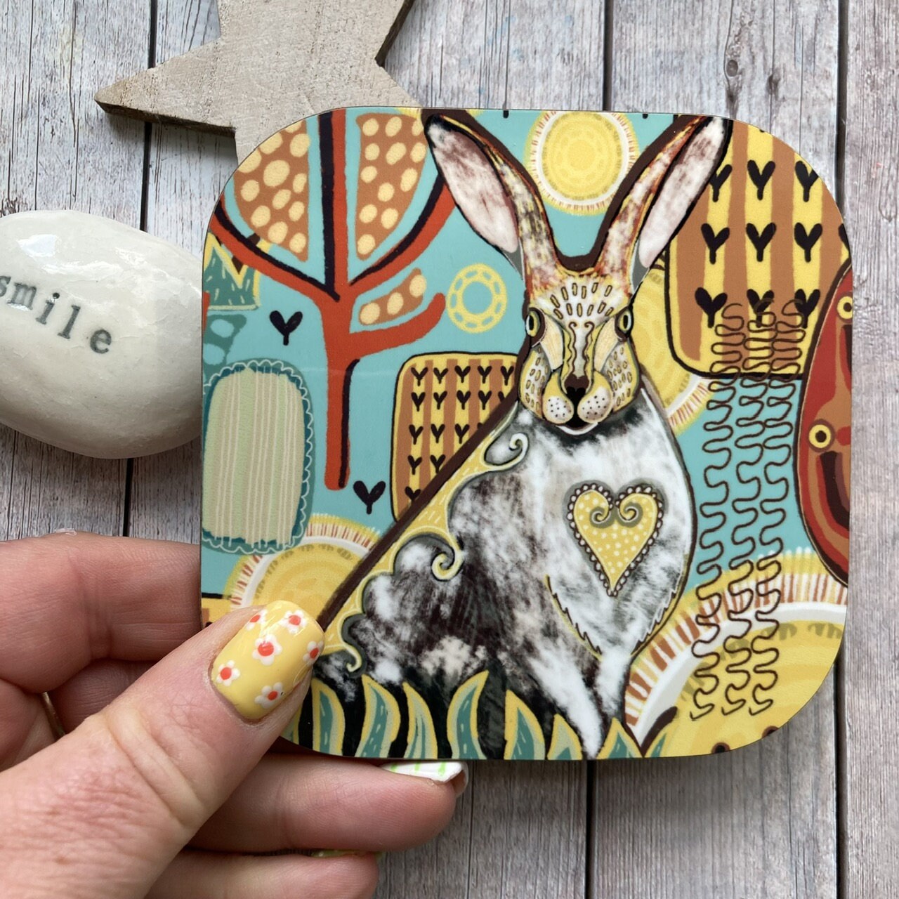 Hare Coaster, Mystical Hare, Woodland Animal Coasters, Hare Lover Gifts, Fun Gift, Rabbits and Hares, Birthday Gift Ideas, New Home Gifts.