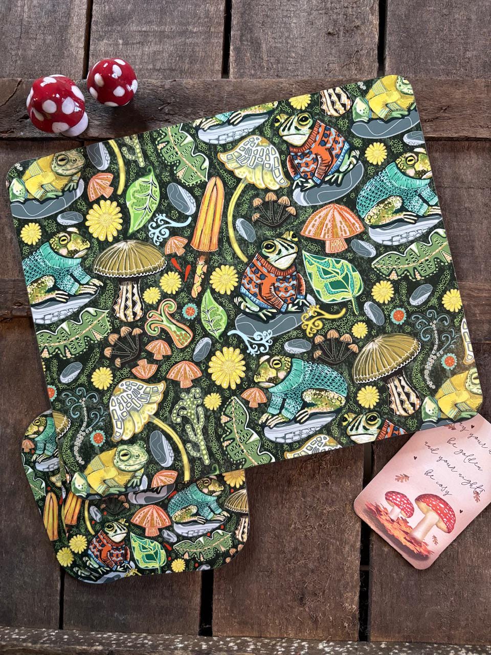 Toad Placemats, Toads in Jumpers, Set of Two, Animal Placemat, Amphibian Lover Gifts, Toadstool Lover, Birthday Gift Ideas, New Home Gifts.