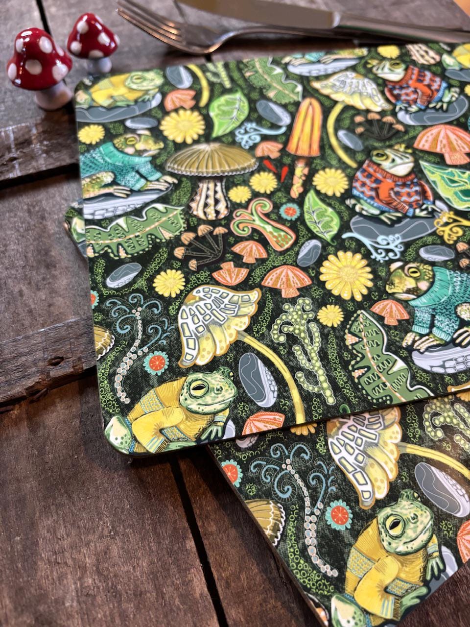 Toad Placemats, Toads in Jumpers, Set of Two, Animal Placemat, Amphibian Lover Gifts, Toadstool Lover, Birthday Gift Ideas, New Home Gifts.
