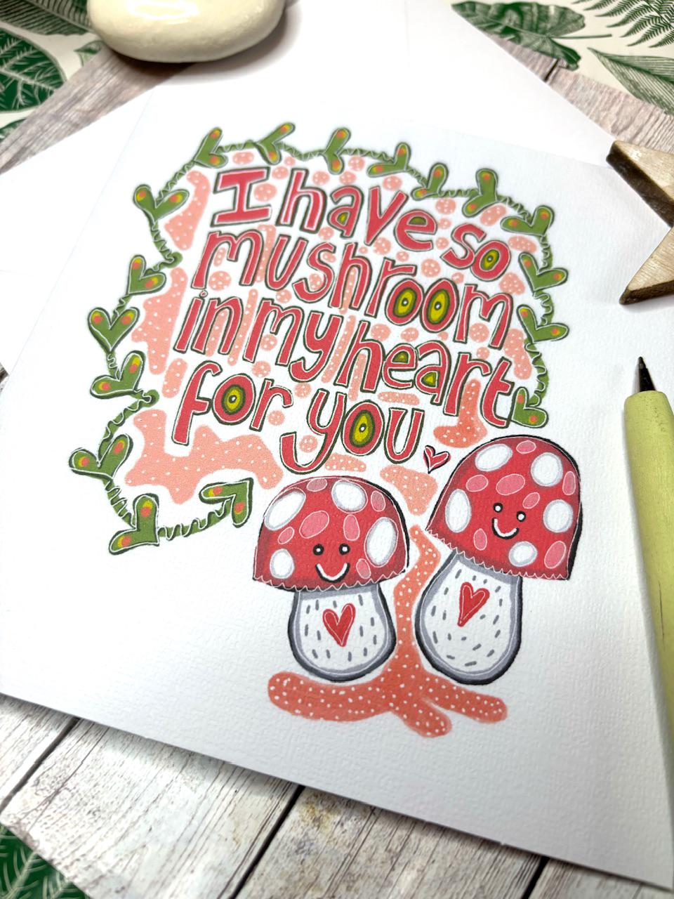 Mushroom Pun Anniversary Card - Happy Anniversary Day- Mushroom Lover Card - Card For Boyfriend Girlfriend - Unique Card.