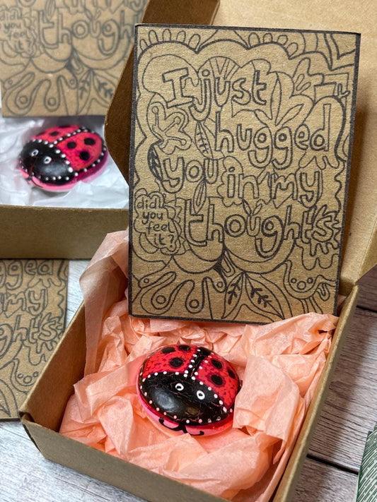 Sending a Hug Gift, Mini Happy Ladybird Bug, Thinking of You, Friendship, Get Well Soon, Mother's Day Gift, Letterbox Gifts.