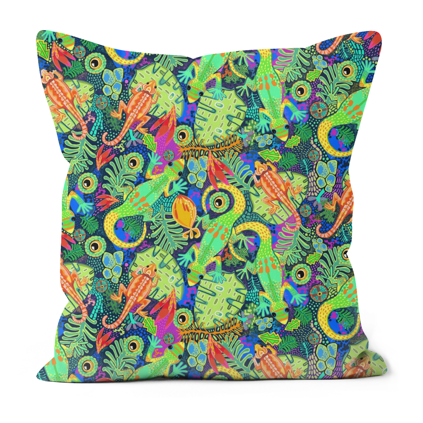 Lizard pattern faux suede cushion.
